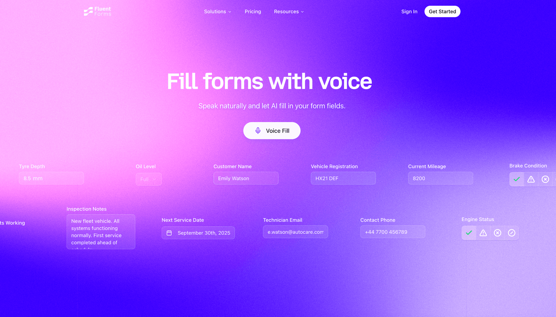 Fluentforms - Voice to Form preview