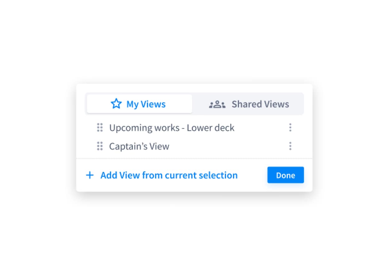 Saved Views feature interface