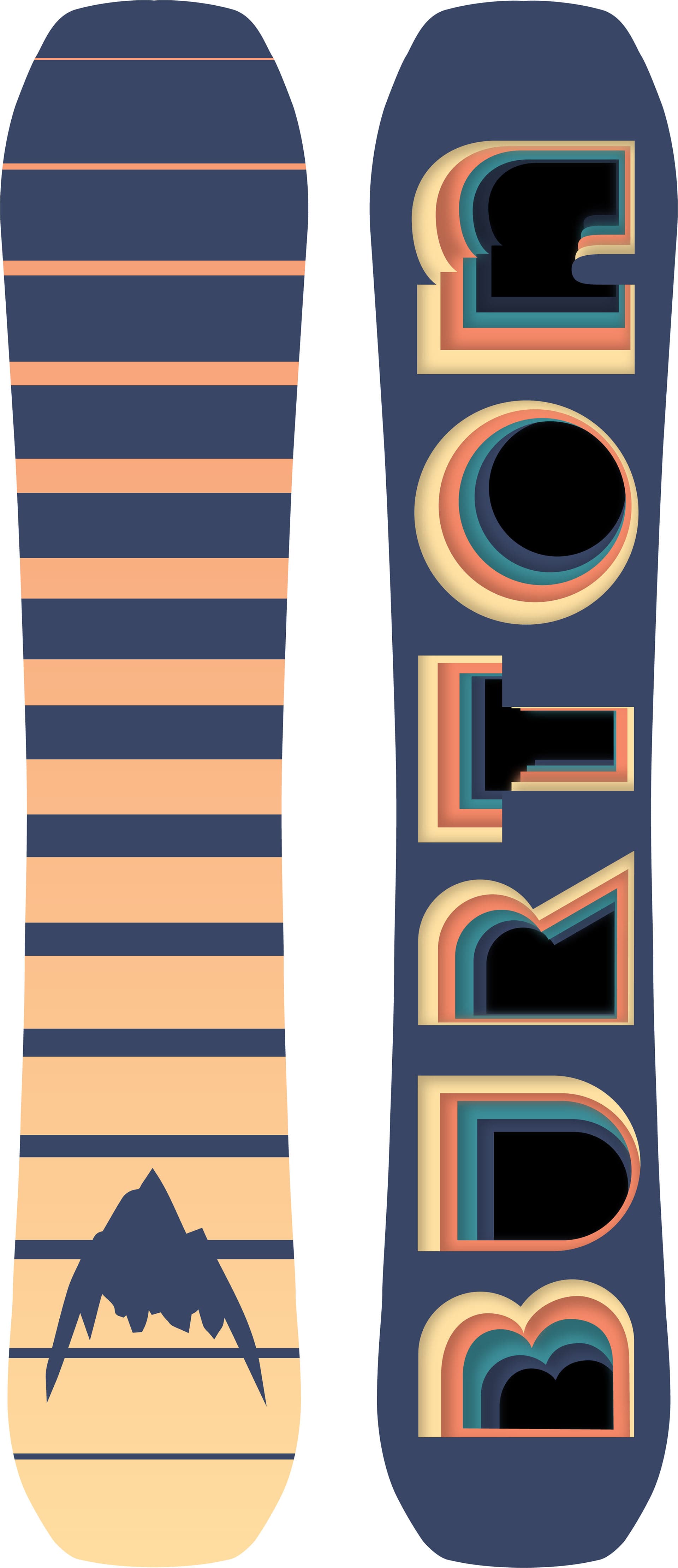 Front and reverse Burton snowboard deck artwork