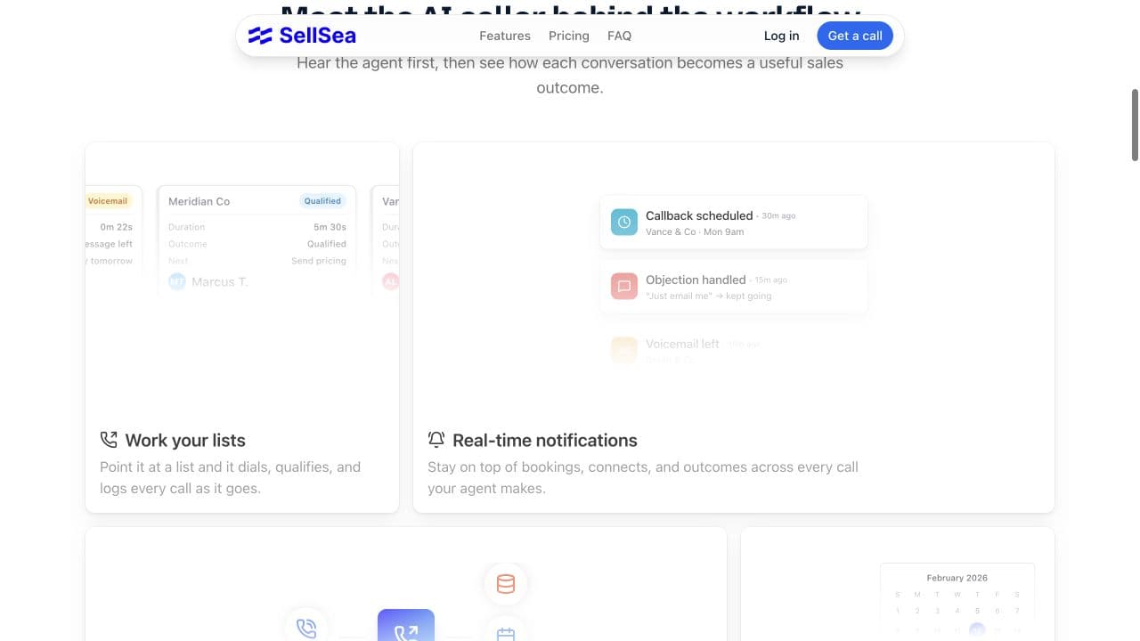 SellSea workflow interface showing campaign and notification states