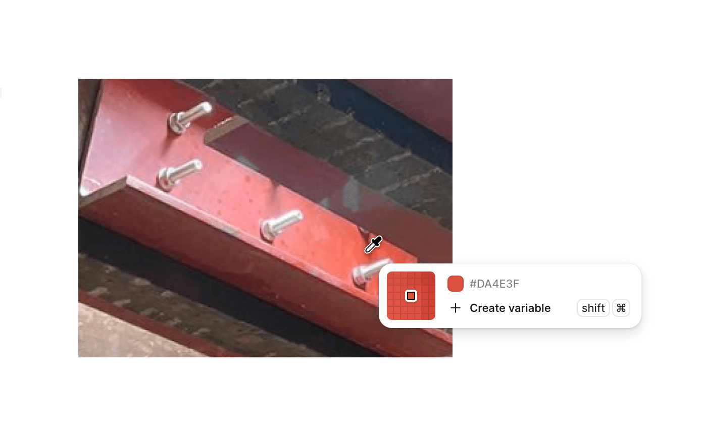 Red colour sampled from a painted steel beam